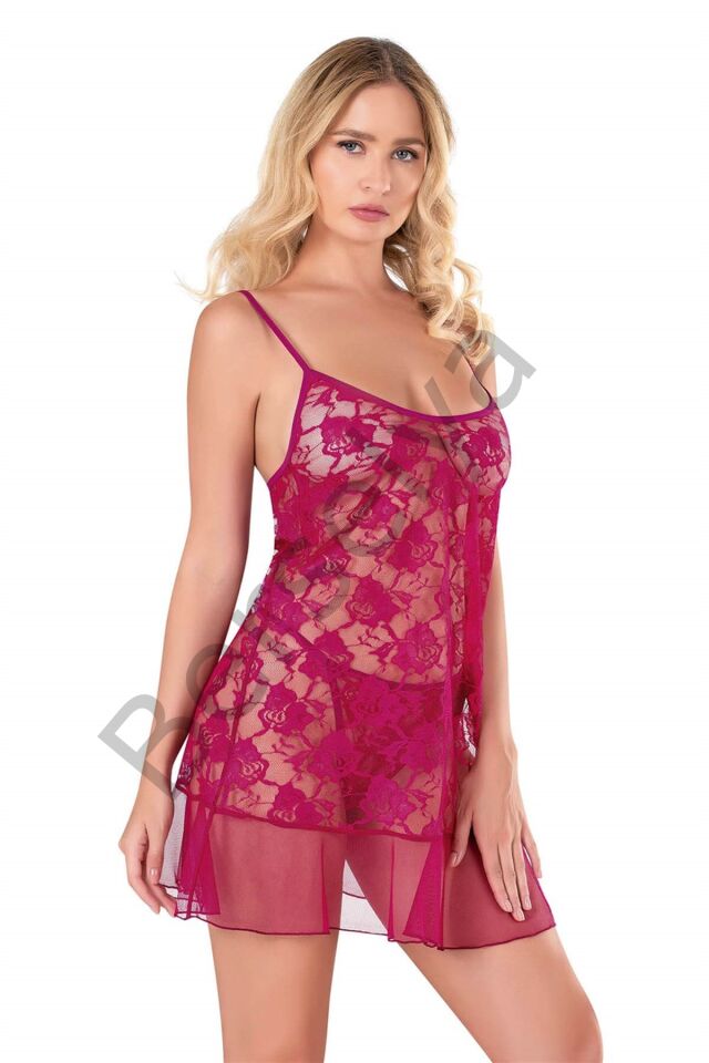 Vişne Kısa Tül Gecelik