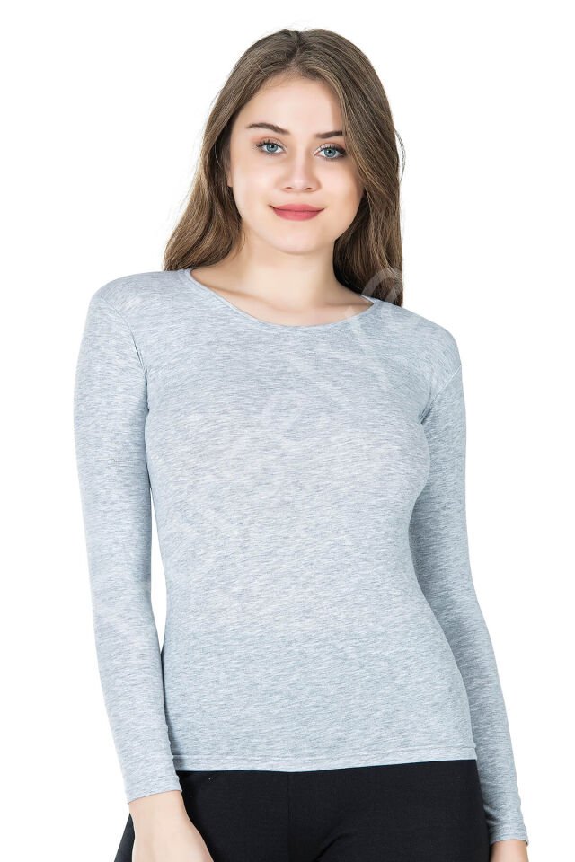 Bisiklet Yaka Uzun Kol Kadın Tişört 244