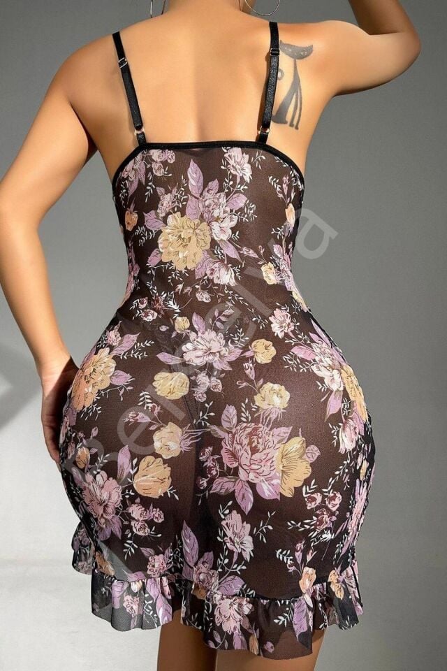 Siyah Desenli Gecelik 15570