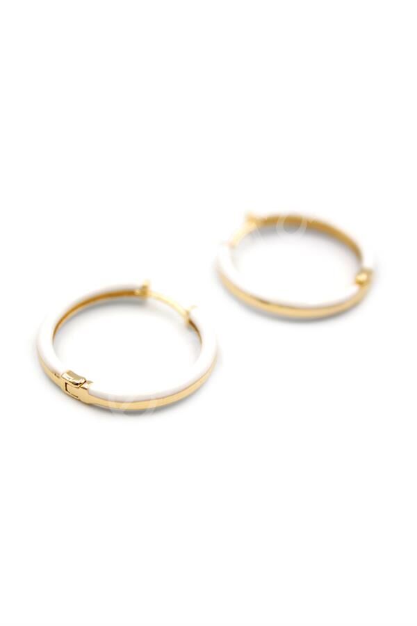 Mineli Halka Küpe - Beyaz