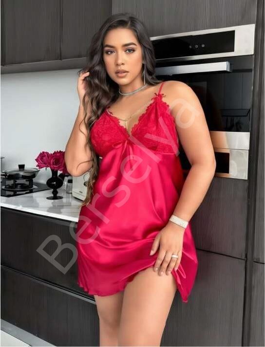 Büyük Beden Kırmızı Dantel İşlemeli Saten Gecelik