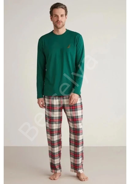 Nautıca M630 Erkek Uzun Kollu Ekoseli Pijama Takımı