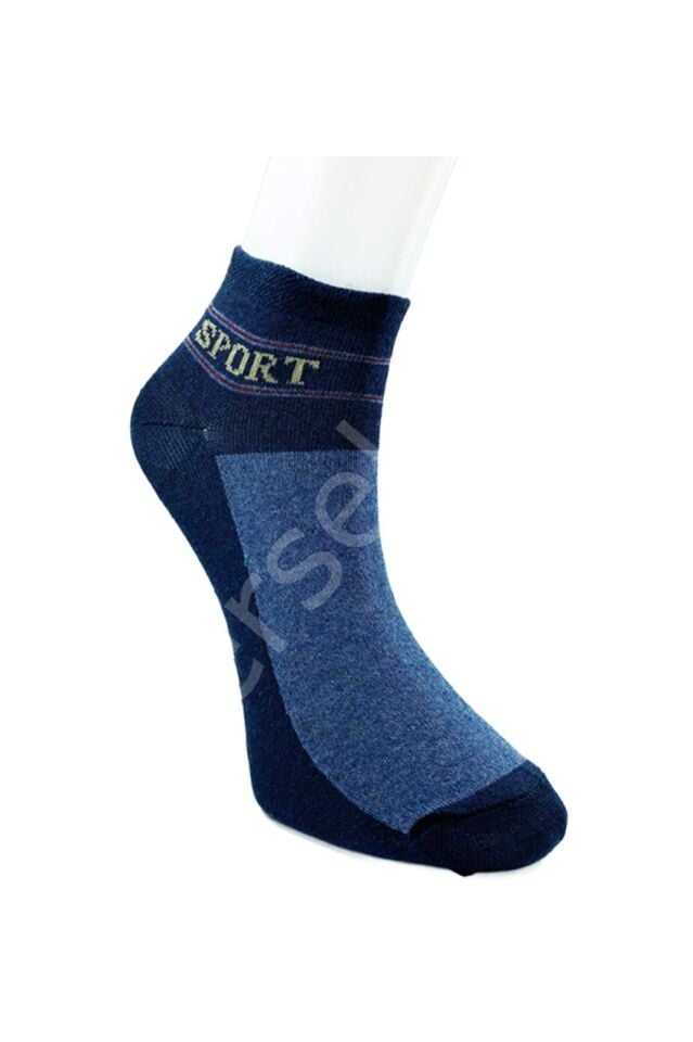12 Çift Pamuklu Erkek Yazlık Spor Bilek Çorap Siyah Gri Lacivert