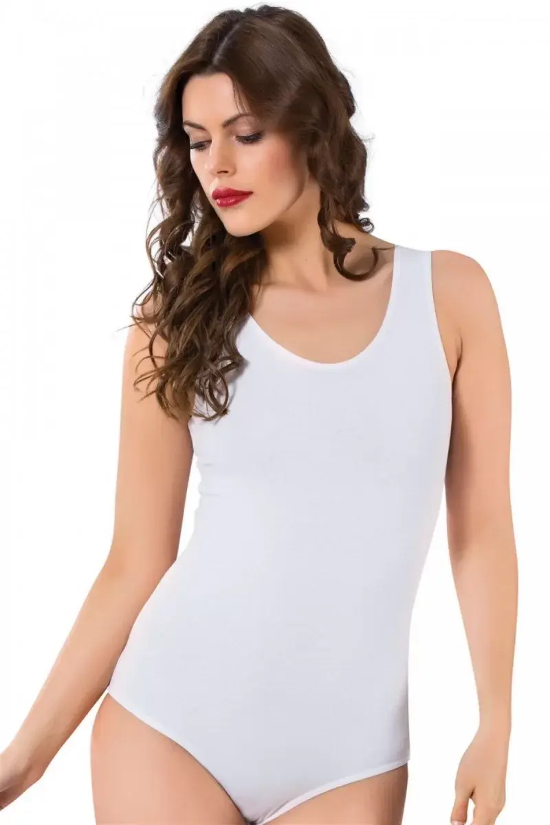 Bayan Kalın Askılı Body Beyaz
