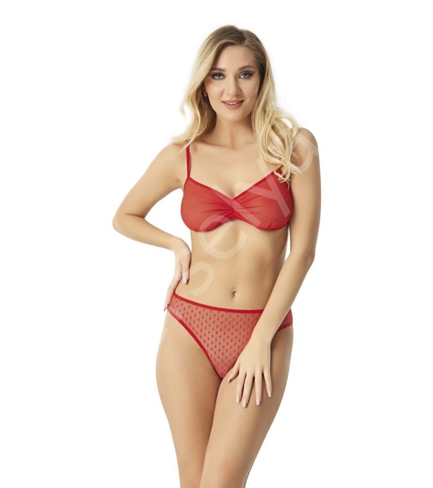 Kırmızı Sütyen Sabahlık Seksi Takım  9066