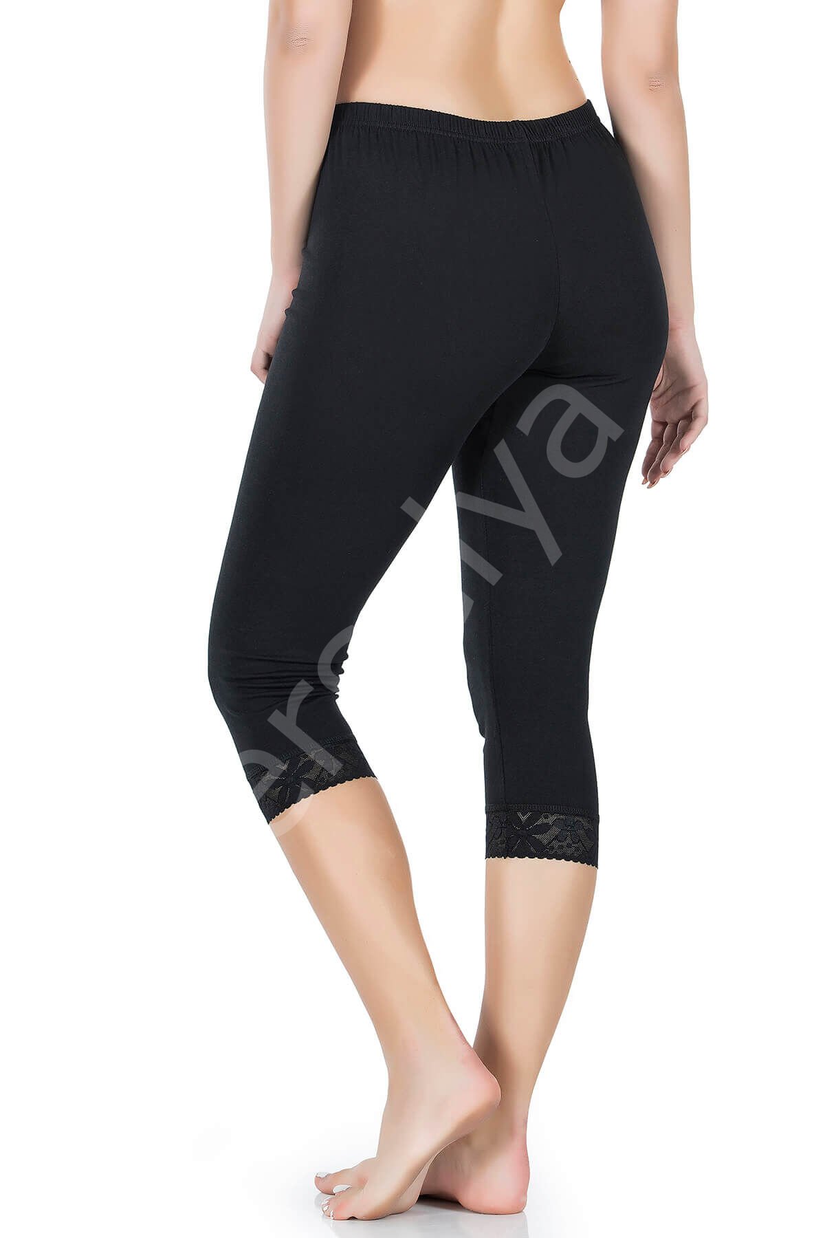 Paçası Dantelli Kısa Kadın Tayt 421