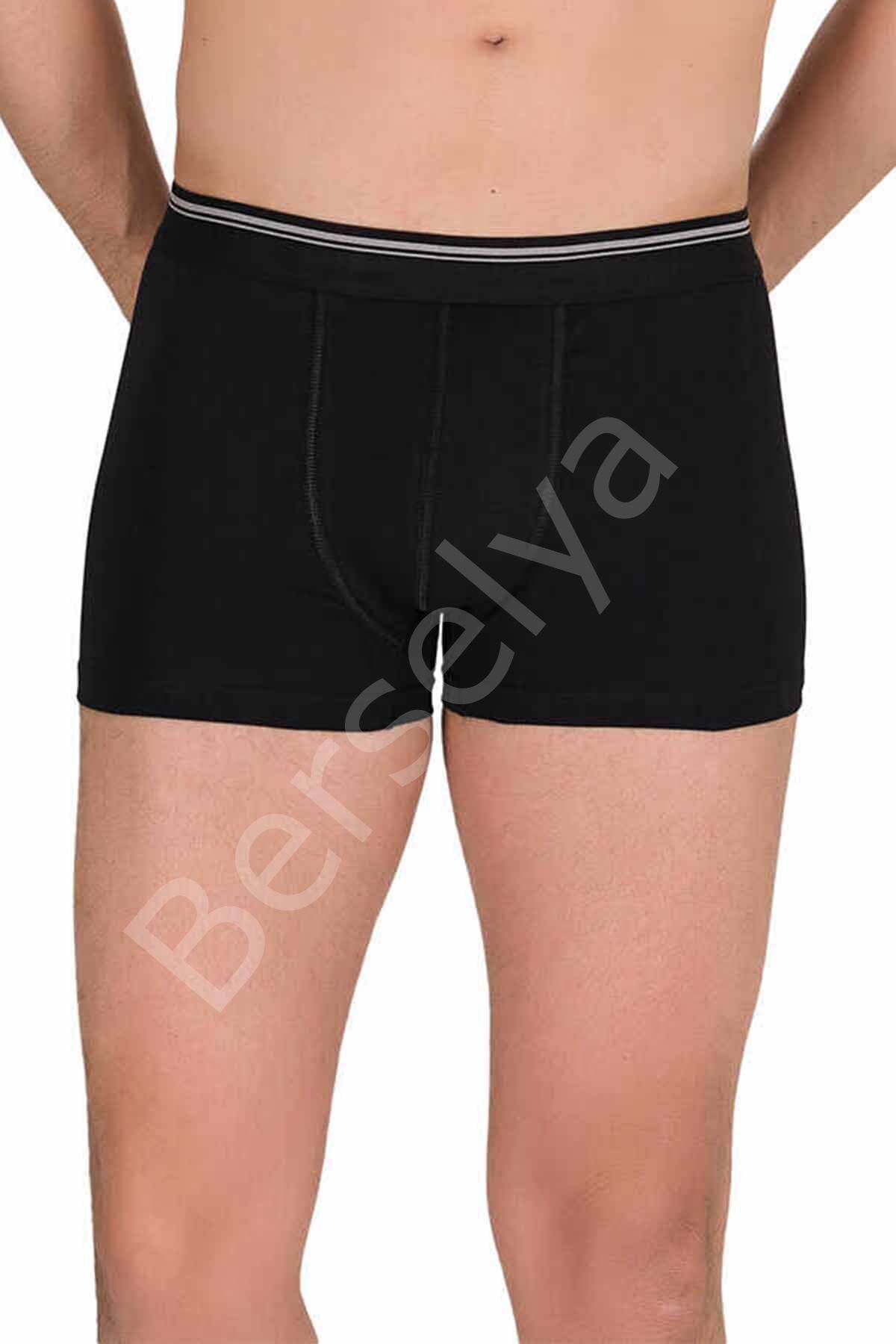 Likralı Erkek  Büyük Beden Boxer Şort Siyah 1097b