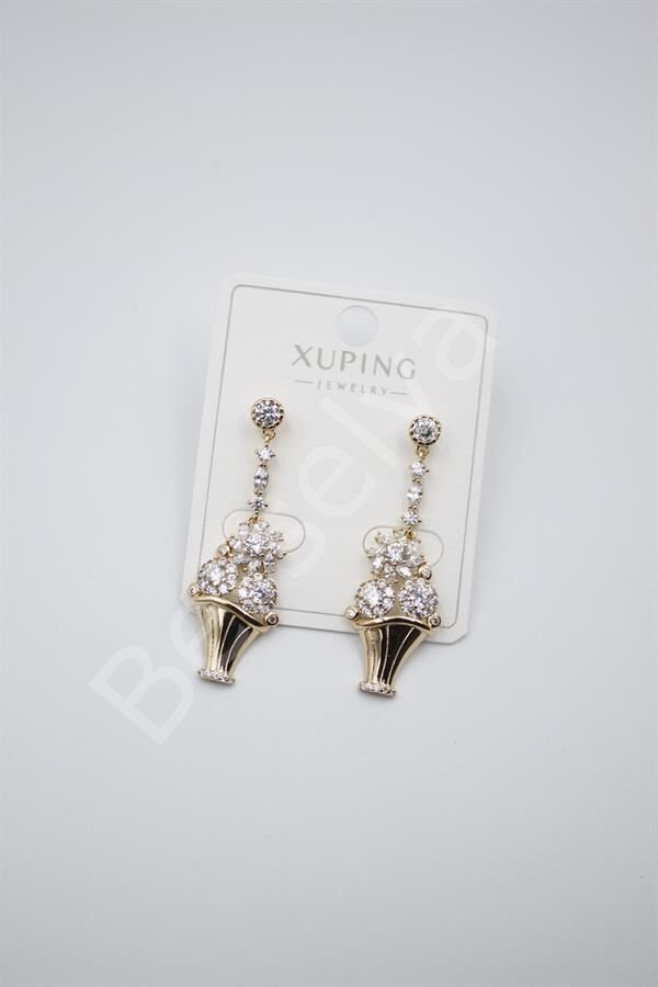 Çiçek Buketi Küpe - Altın