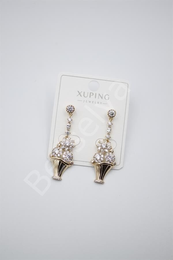 Çiçek Buketi Küpe - Altın