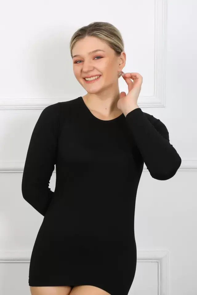 Bayan Uzun Kol Body Siyah