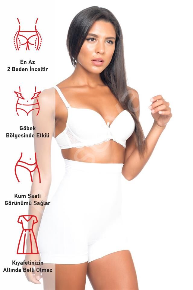 Beyaz Emay 7027 İnce Düşük Bel Boxer Korse