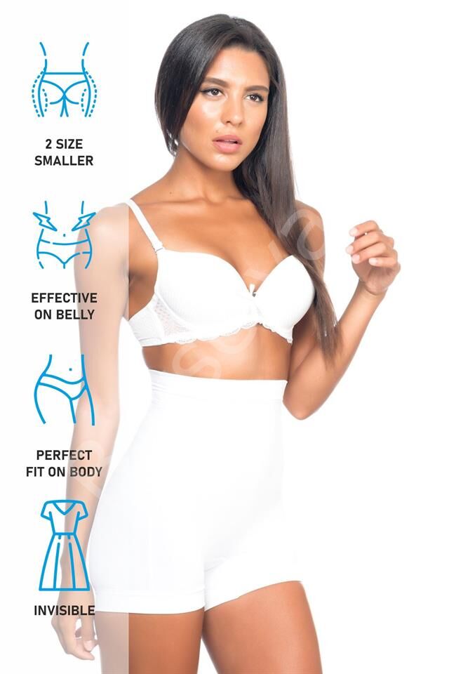 Beyaz Emay 7027 İnce Düşük Bel Boxer Korse