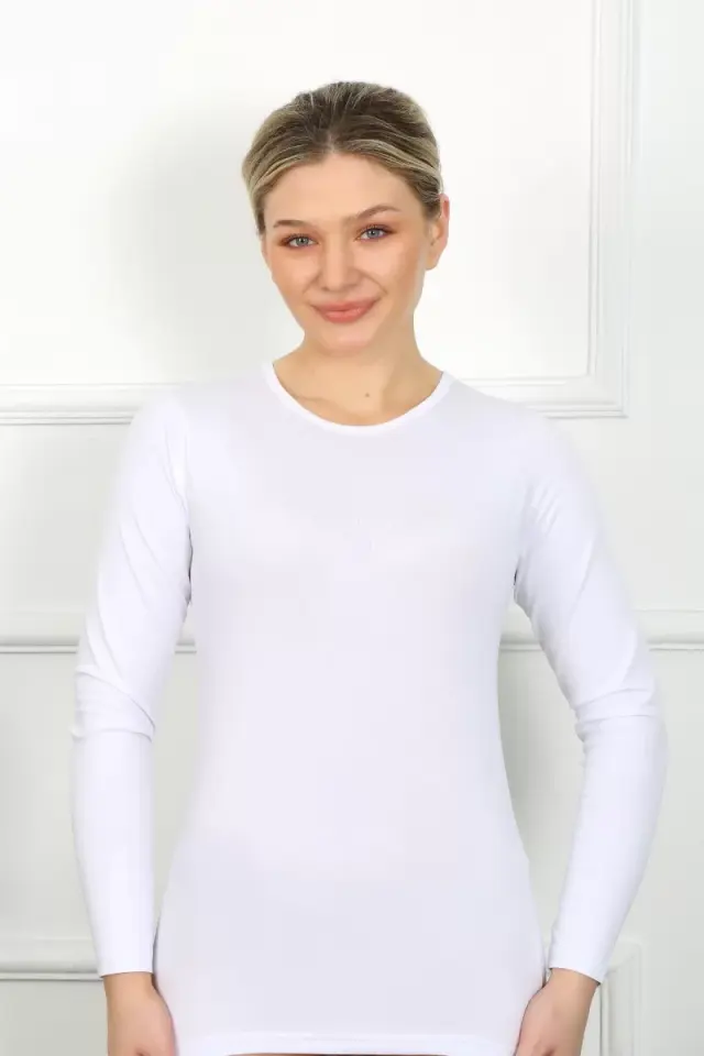 Bayan Uzun Kol Body Beyaz