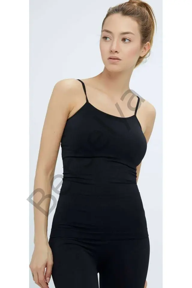 Elite Life Kadın İp Askılı İz Yapmaz Uzun  Atlet 846 L-XL - SİYAH