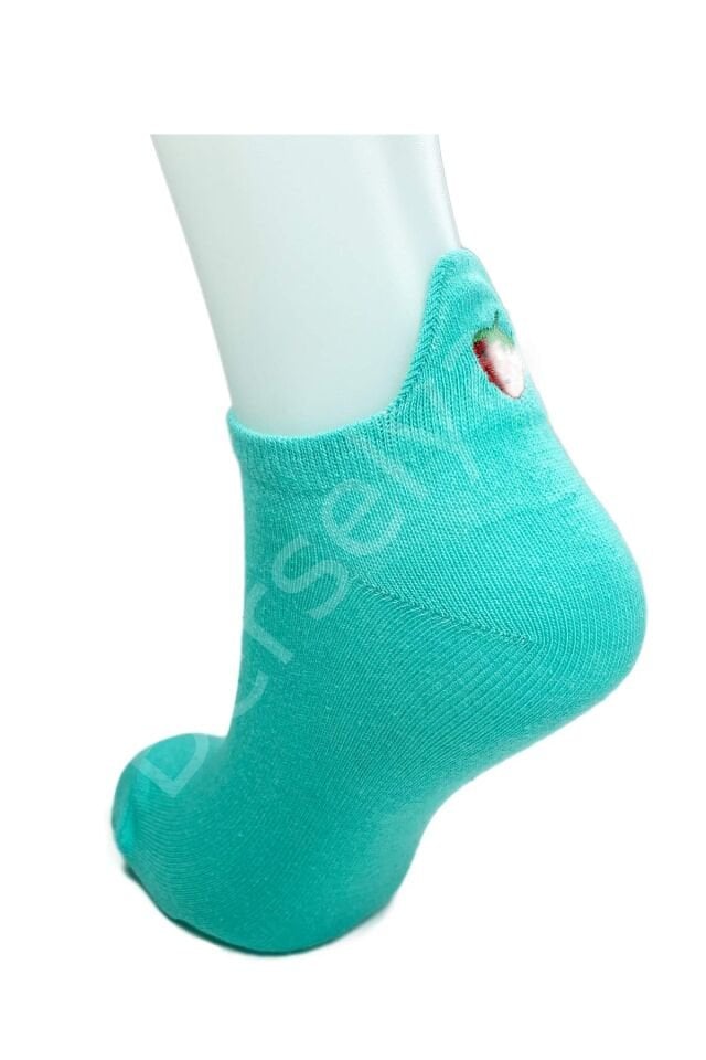 6 Çift Çilek Nakış Baskılı Pamuklu Yumuşak Kadın Bilek Çorap