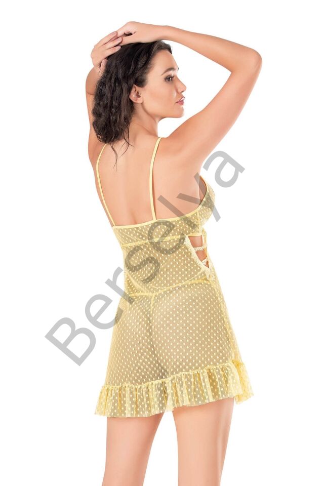 Sarı Kısa Tül Gecelik