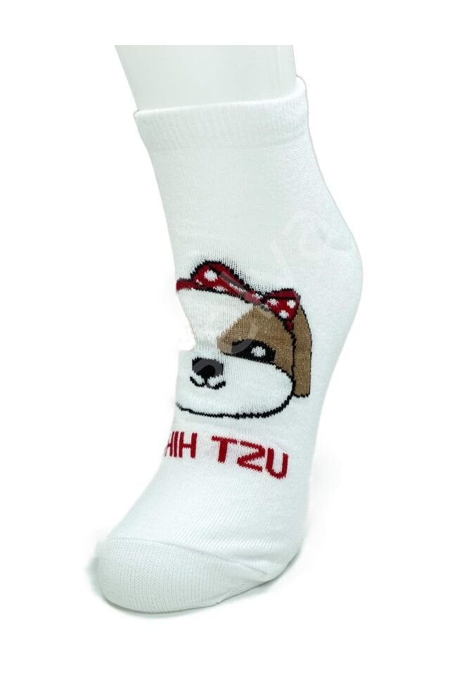 3 Çift Sevimli Köpek Temalı Baskılı Yumuşak Kadın Bilek Çorap