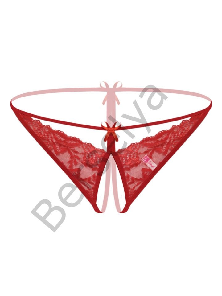 Büyük Beden Dantelli Kırmızı Fantezi Bato Külot