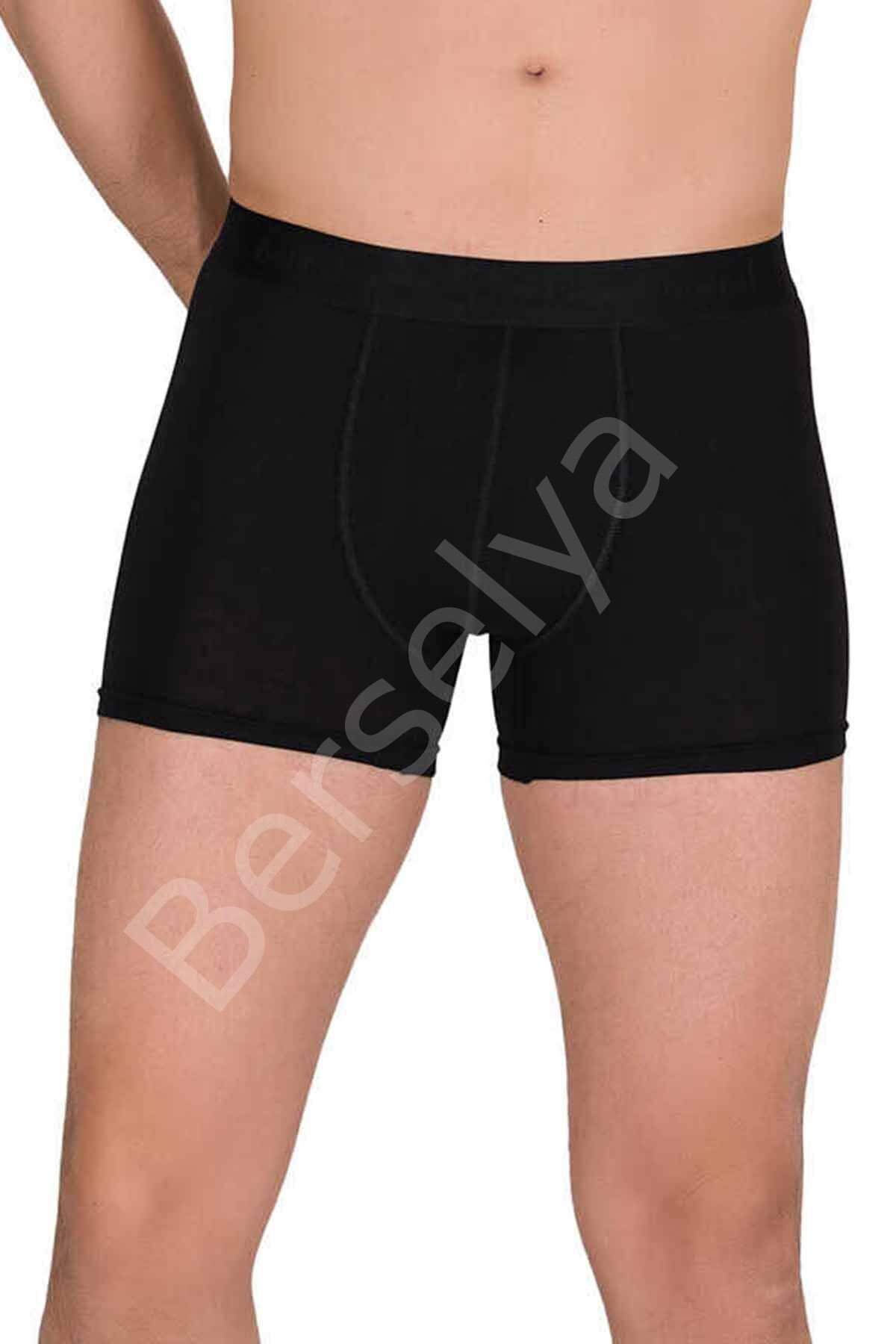 Pamuk Modal Likralı Esnek Erkek  Boxer Siyah 4476b