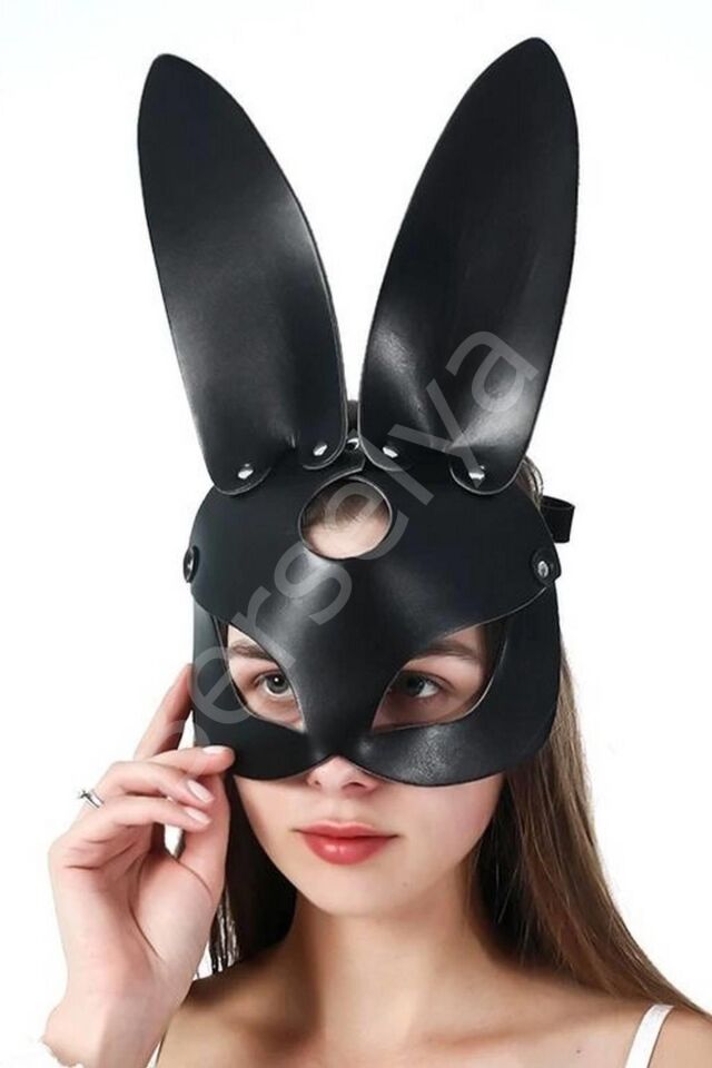 Uzun Tavşan Kulaklı Deri Harness Maske 700908