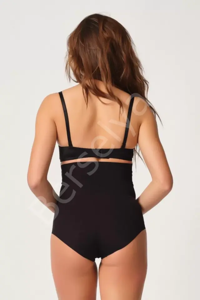 Siyah  2708 Lazer Yüksek Bel Kesim Slip Hayalet Korse
