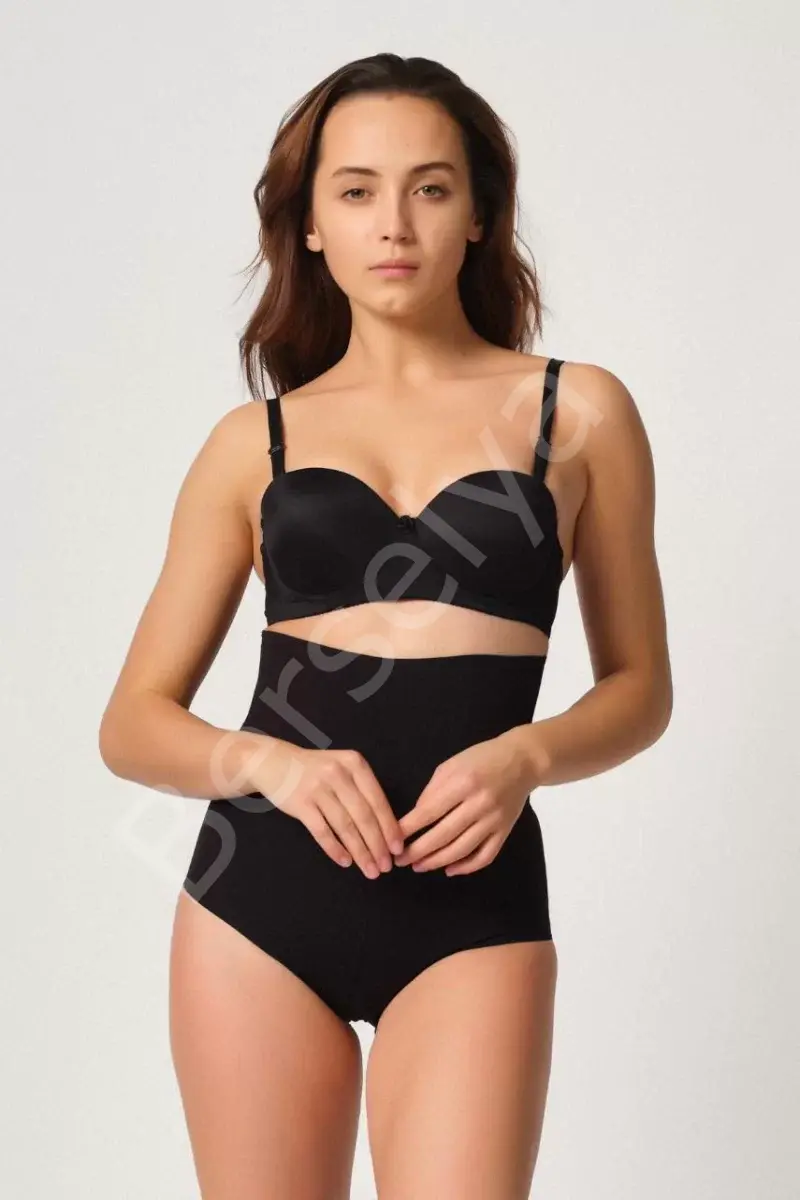 Siyah  2708 Lazer Yüksek Bel Kesim Slip Hayalet Korse