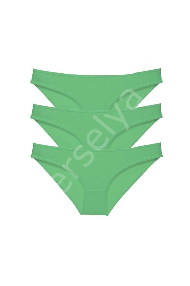 3 Adet Süper Eko Set Likralı Kadın Slip Külot Yeşil