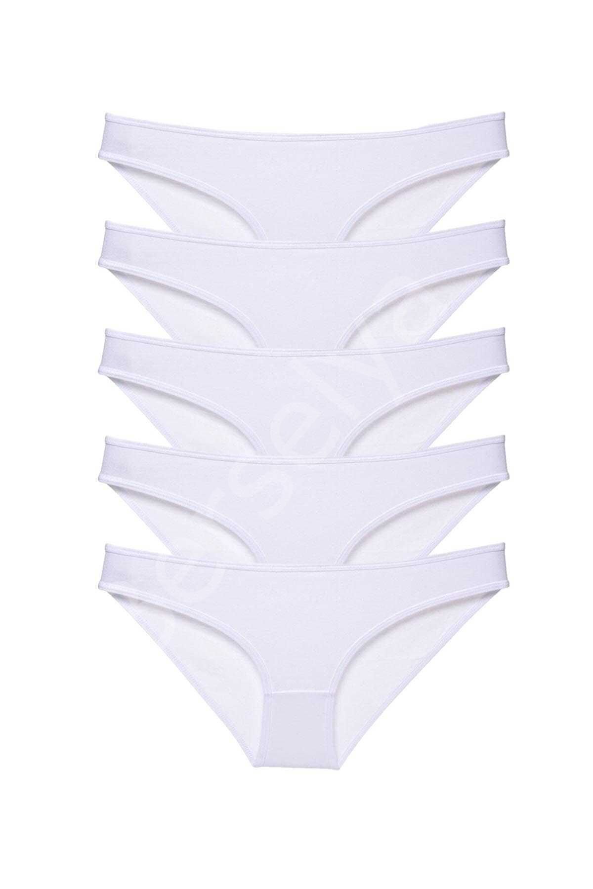 5 adet Süper Eko Set Likralı Kadın Slip Külot Beyaz XL