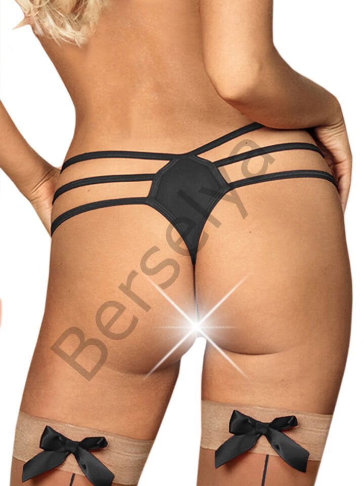 Lastikli Siyah Kadın Büyük Beden Fantazi String