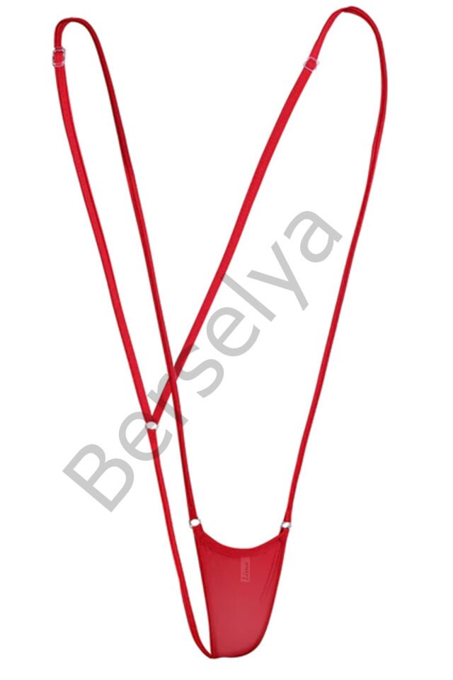 Kadın Kırmızı Askılı Fantezi G String İç Çamaşırı