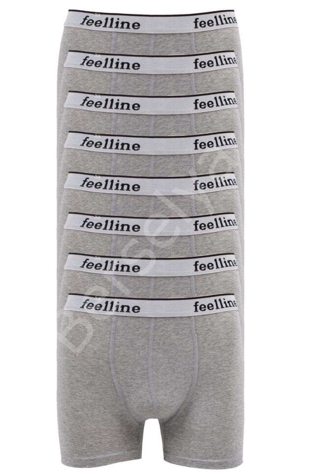 8 Adet Feelline Gri Pamuklu Doğal Likralı Erkek  Boxer