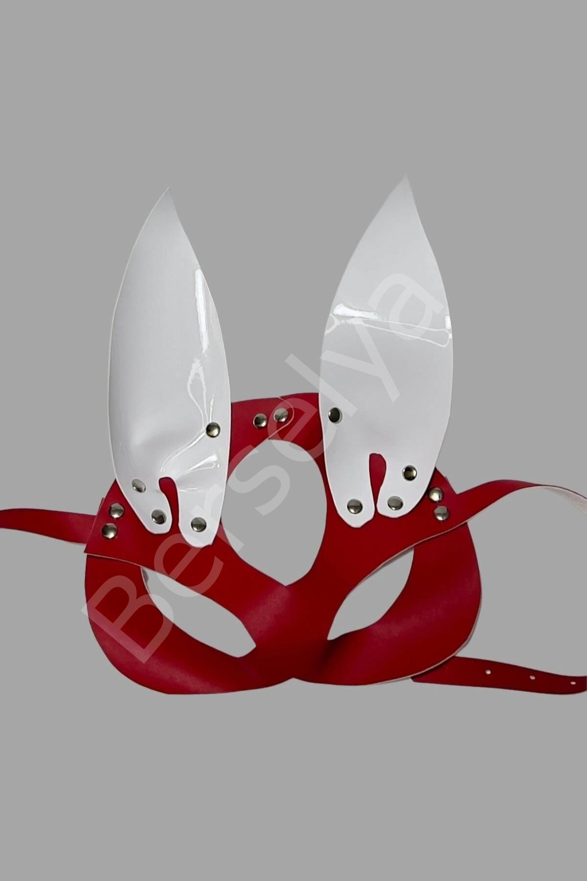 Kırmızı/beyaz Tavşan Kulaklı Deri Sexi Maske 800489