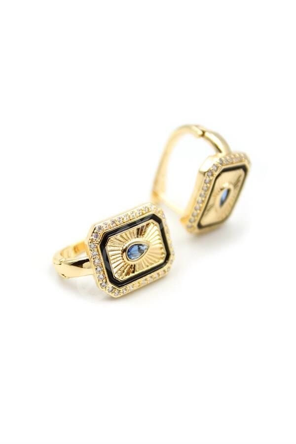 Damla Taşlı Küpe - Mavi