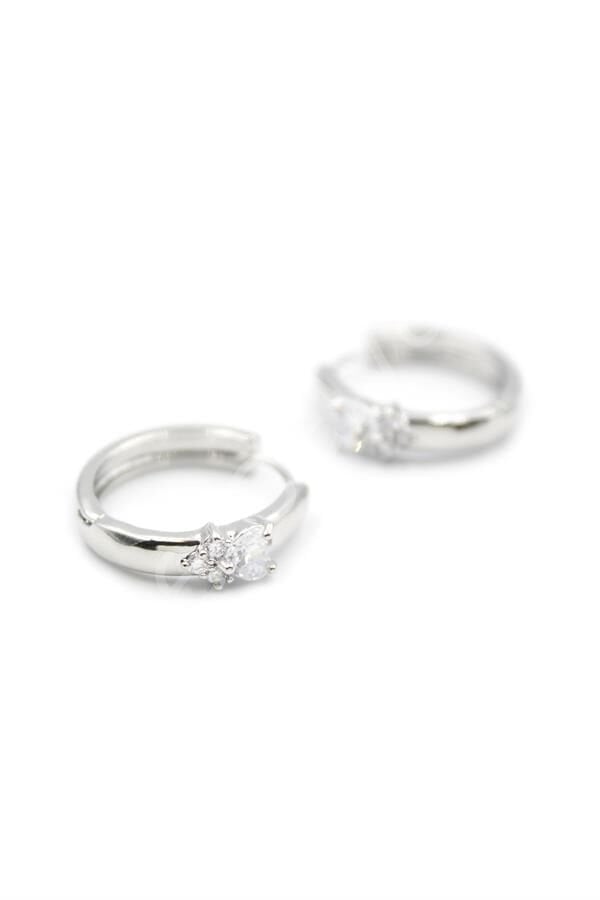 Kalp Halka Küpe - Beyaz