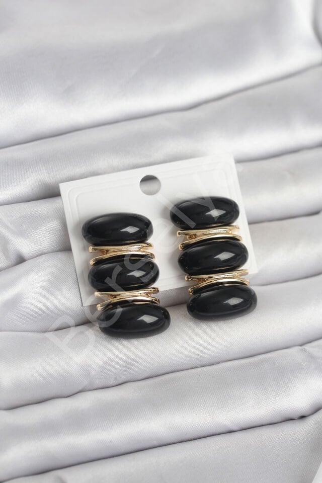 Siyah Vintage Model Gold Renk Kadın Küpe