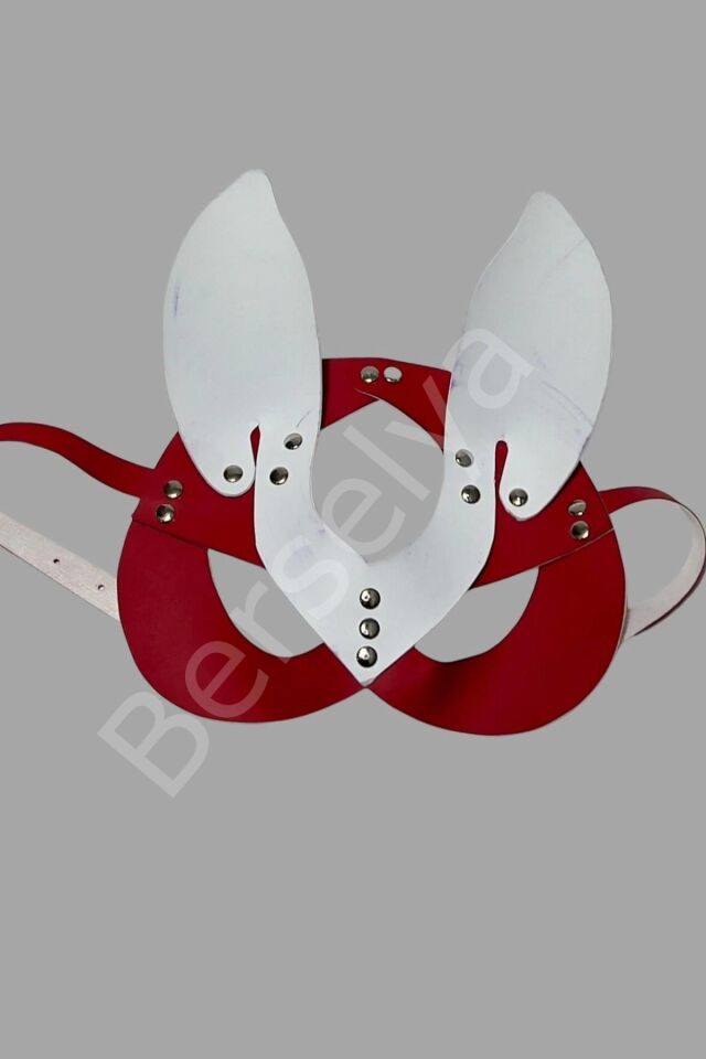 Kırmızı/beyaz Tavşan Kulaklı Maske 800469