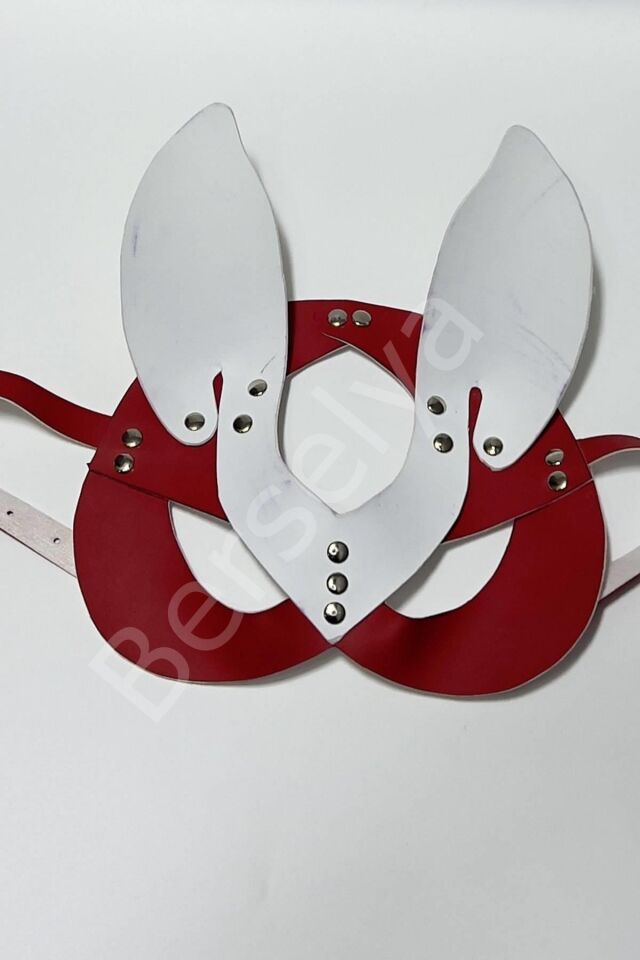 Kırmızı/beyaz Tavşan Kulaklı Maske 800469