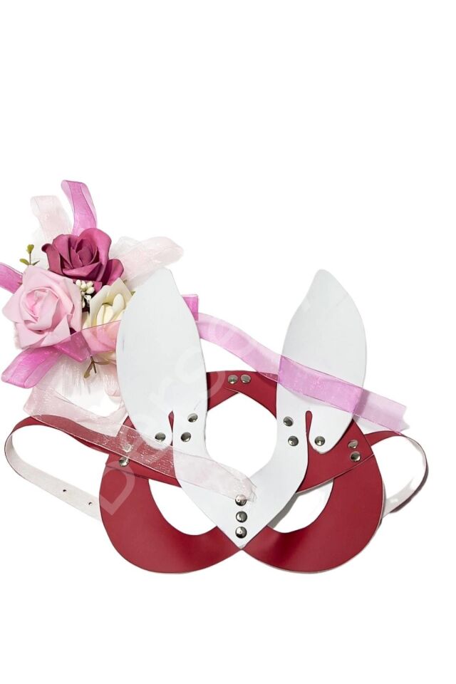 Kırmızı/beyaz Tavşan Kulaklı Maske 800469