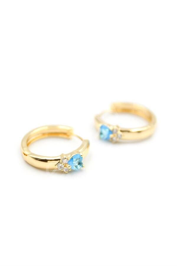 Kalp Halka Küpe - Turkuaz