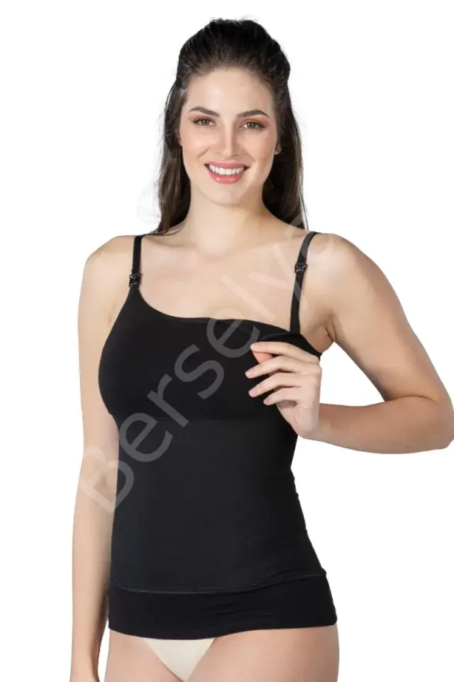 Siyah  1402 Modal Cotton Emzirme Atlet Korse