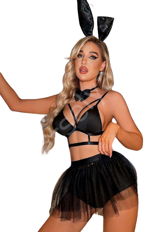 Kadın Fantezi Kostüm Harness Erotik Kıyafet 20043 Siyah