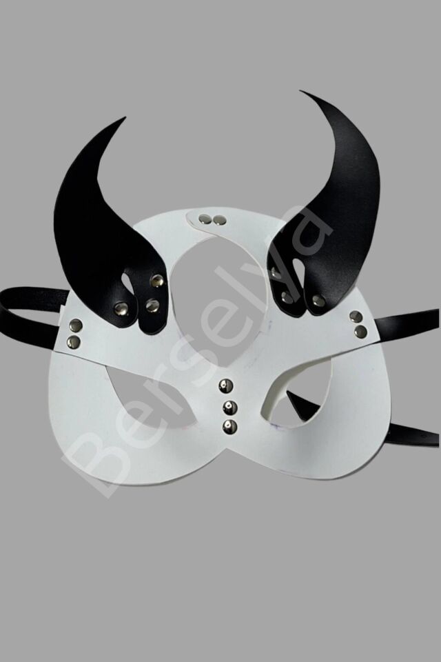 Siyah/beyaz Şeytan Kulak Deri Sexi Maske 800467