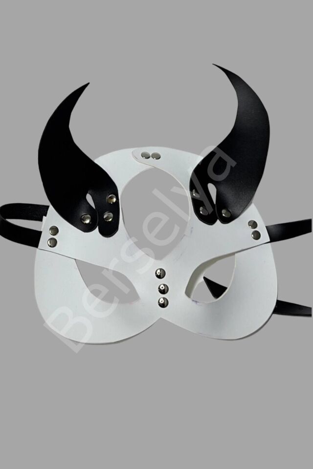 Siyah/beyaz Şeytan Kulak Deri Sexi Maske 800467