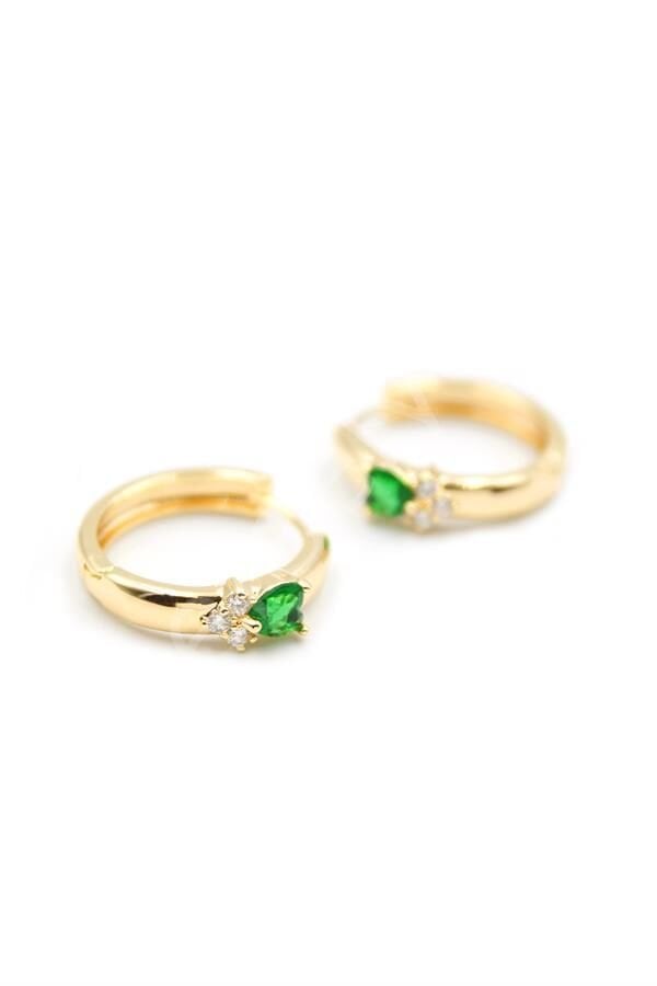 Kalp Halka Küpe - Yeşil