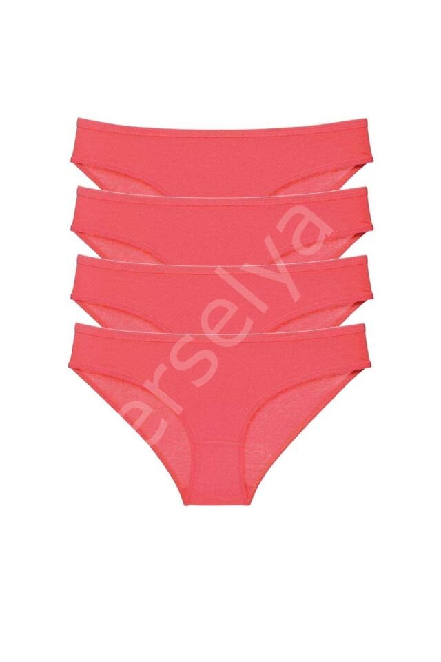 4 Adet Süper Eko Set Likralı Kadın Slip Külot Kırmızı