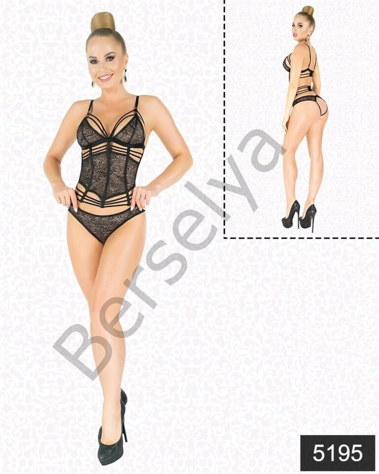 Simli Dantel Büstiyer Takım