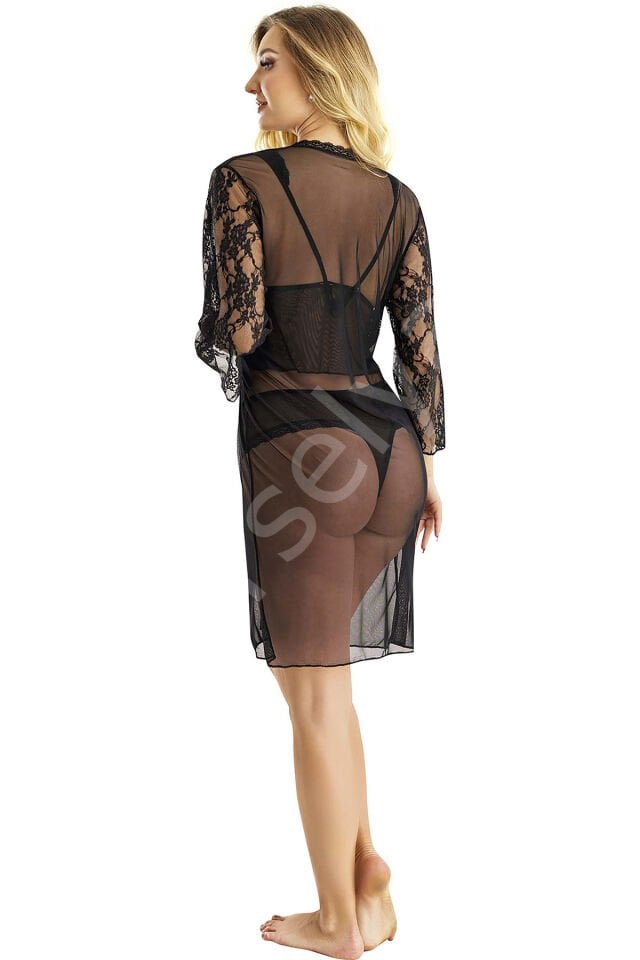 Dantelli Tül Kalın Askılı Fantazi Sütyen Sabahlık Takım Lilly Bianca 9082