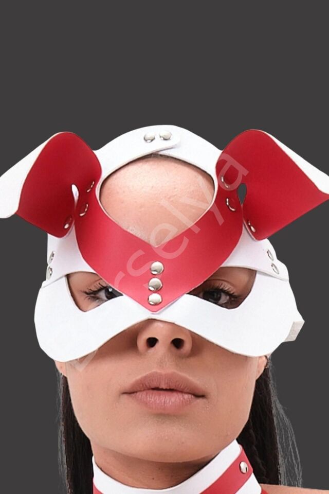 Beyaz/kırmızı Tavşan Kulaklı Sexi Maske 800426