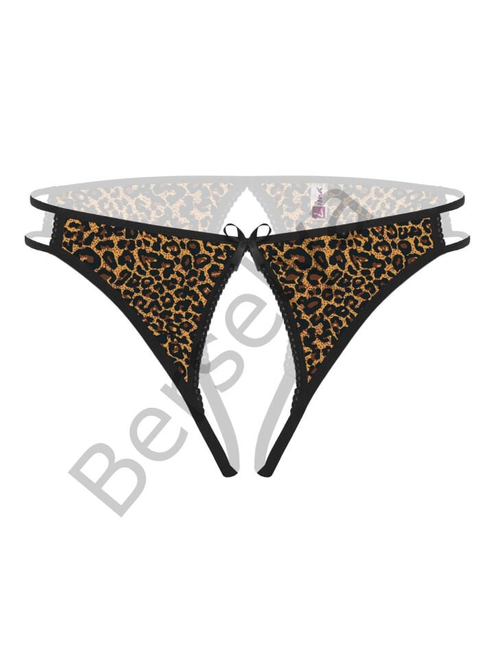 Ağı Açık Leopar Desenli Büyük Beden Fantazi Külot