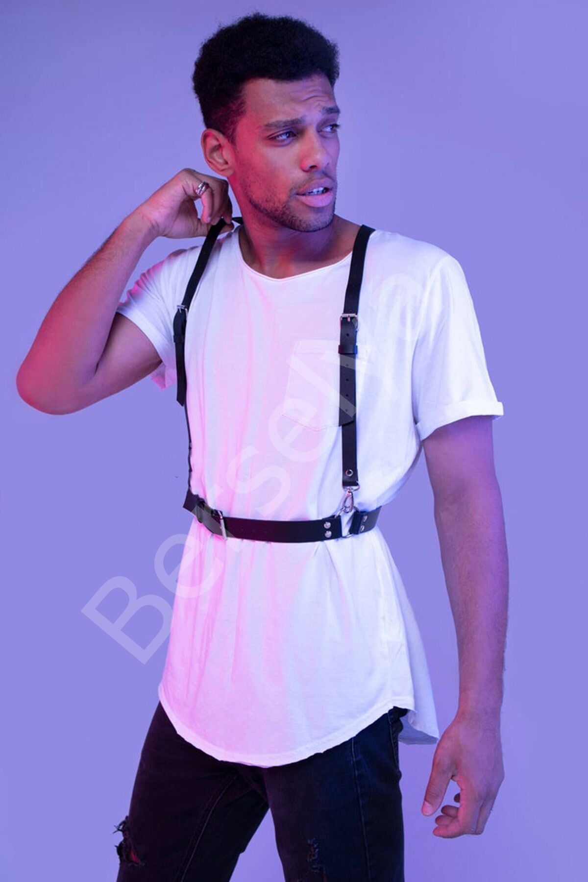 Deri Sade Erkek  Harness Askı 1162